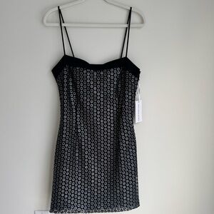 Torn by Ronny Kobo Daphne Dress Black Silver Metallic Sequin Mini – Size M – NWT